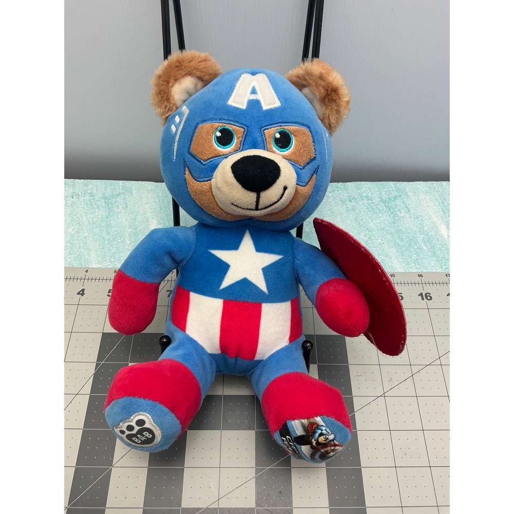 Build A Bear Workshop Marvel Captain America Plush Teddy Bear with Shield 11in